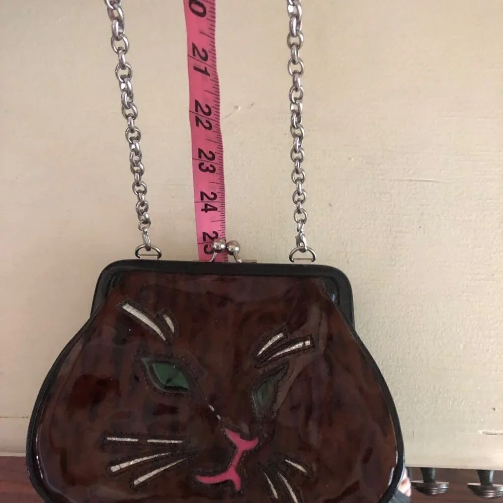 Brighton Cat Kisslock Coin Handbag Patent Small Leopard Print Purse - Picture 12 of 12